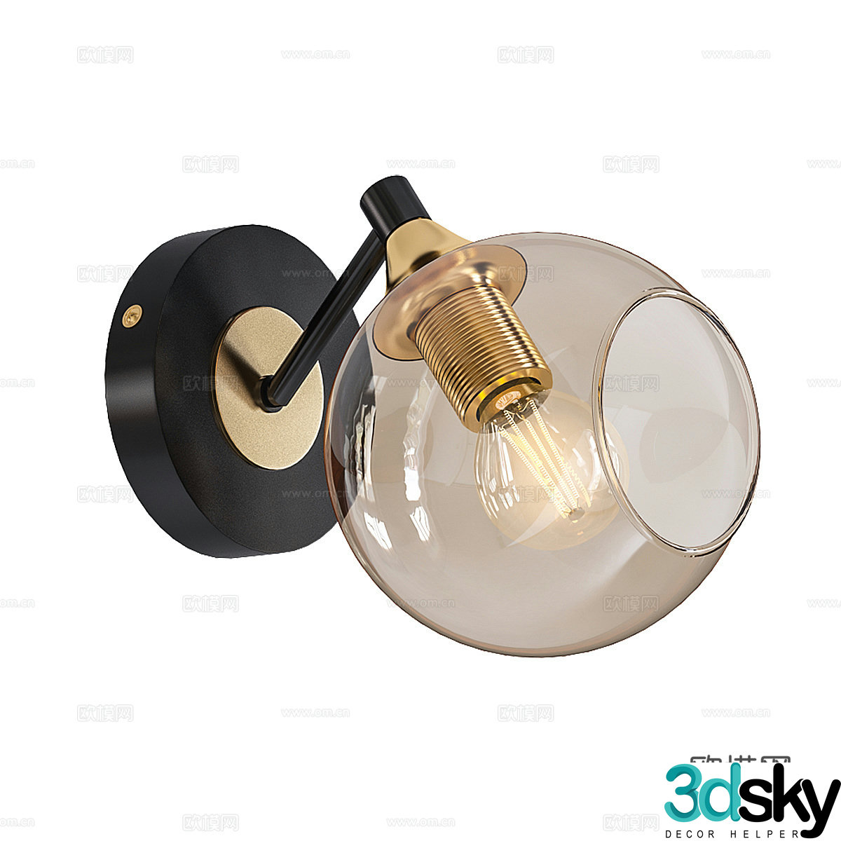 Modern minimalist glass wall lamp 3d model