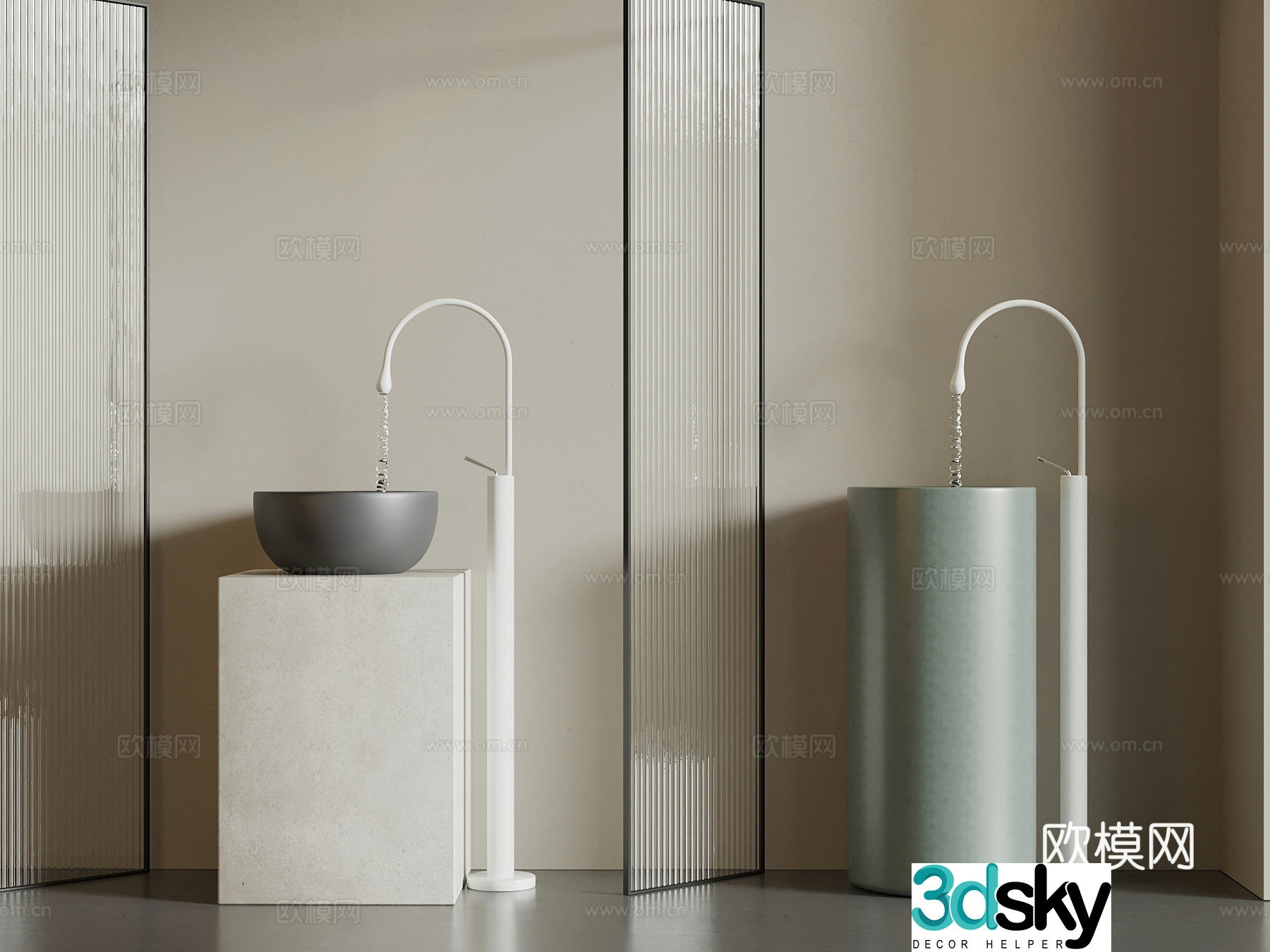 Modern washbasin washbasin column basin 3D model