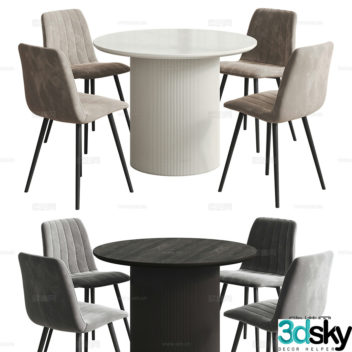 Modern Italian dining table and chair 3d model