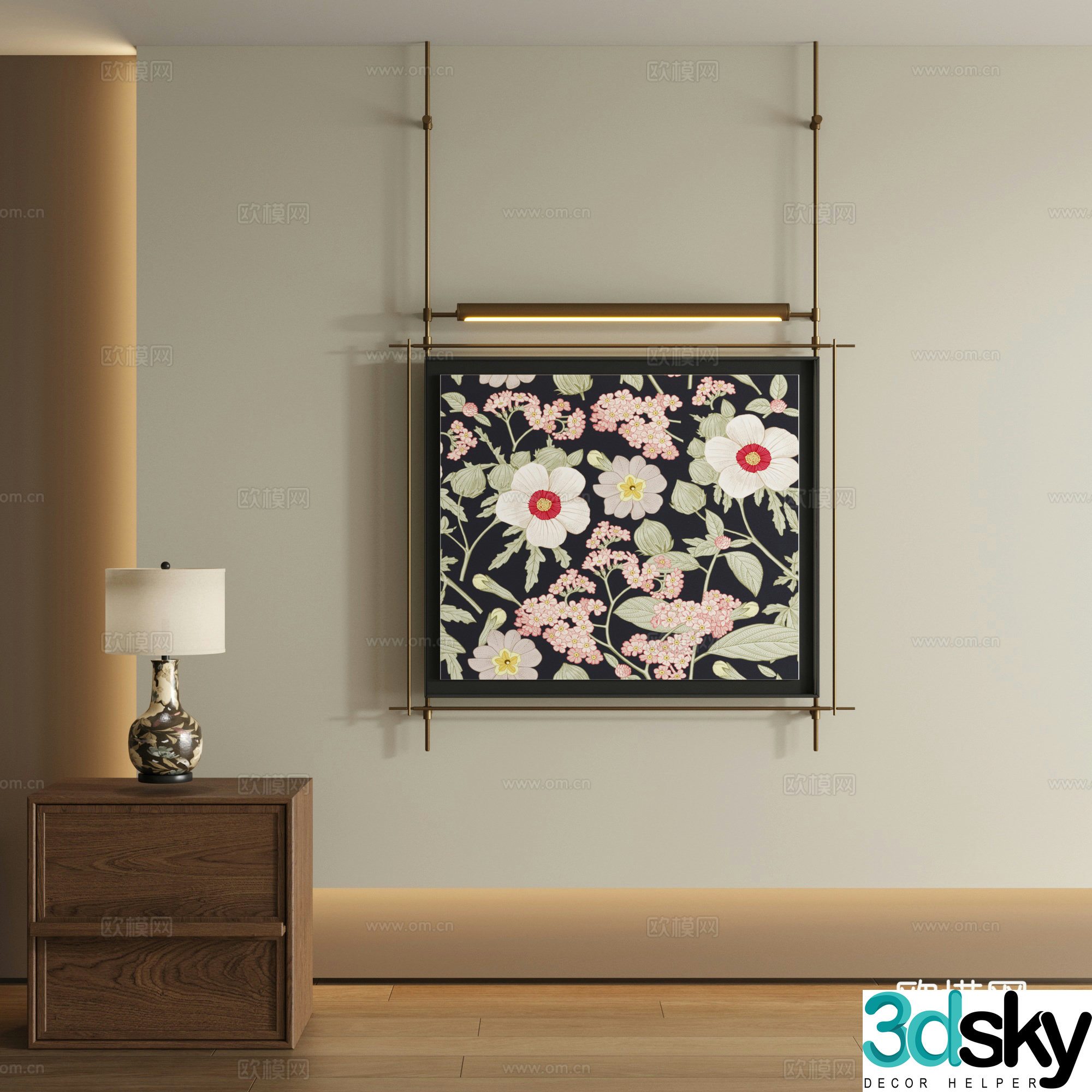 Modern boom decorative painting 3d model