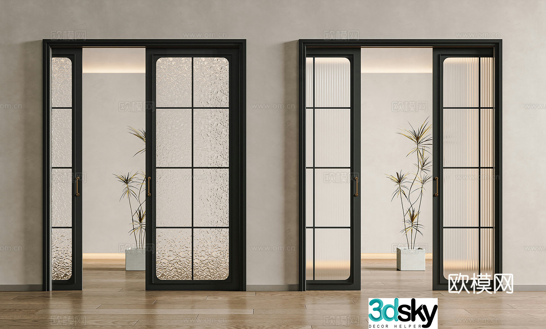 French medieval sliding door glass door frosted glass sliding door carved glass sliding door pocket door 3d model
