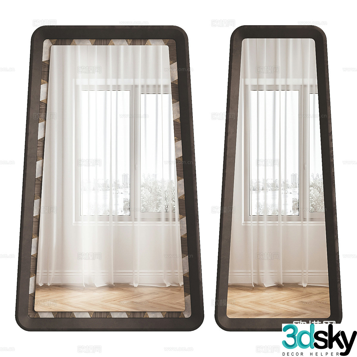 New Chinese style Wasabi BARBERINI decorative mirror 3D model