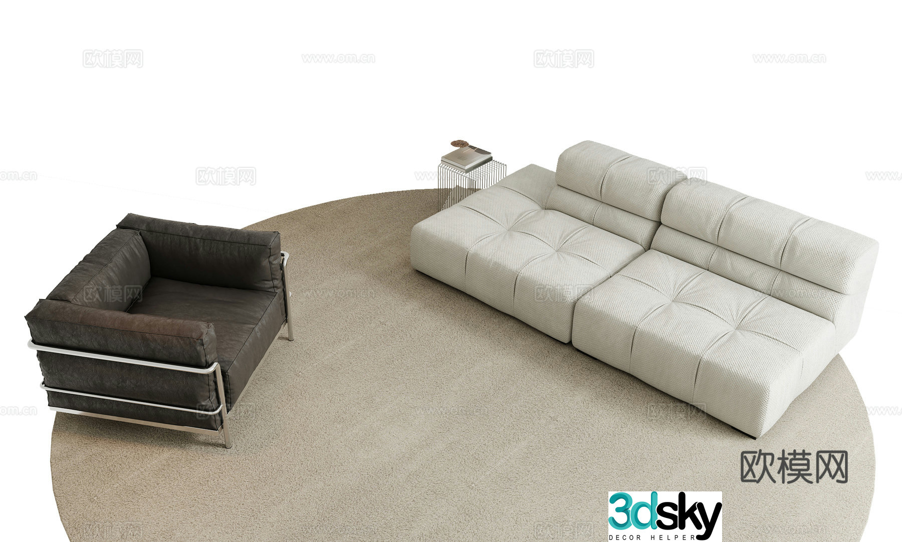 Modern Italian double sofa 3d model