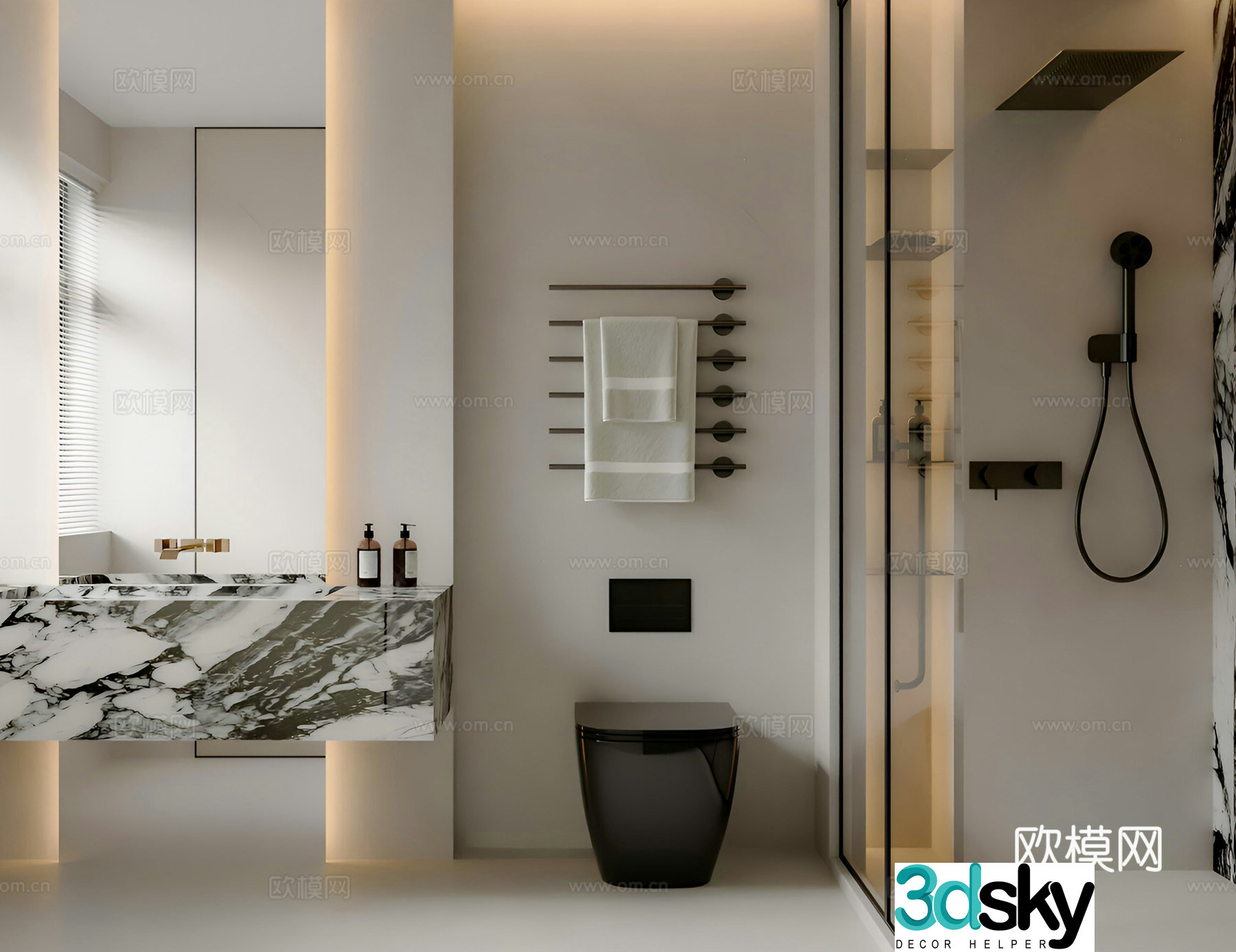 Modern minimalist bathroom 3d model