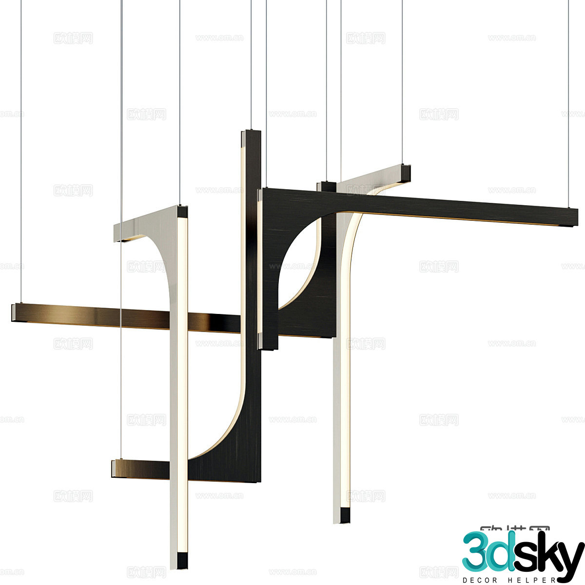 Modern light luxury metal decorative chandelier 3d model
