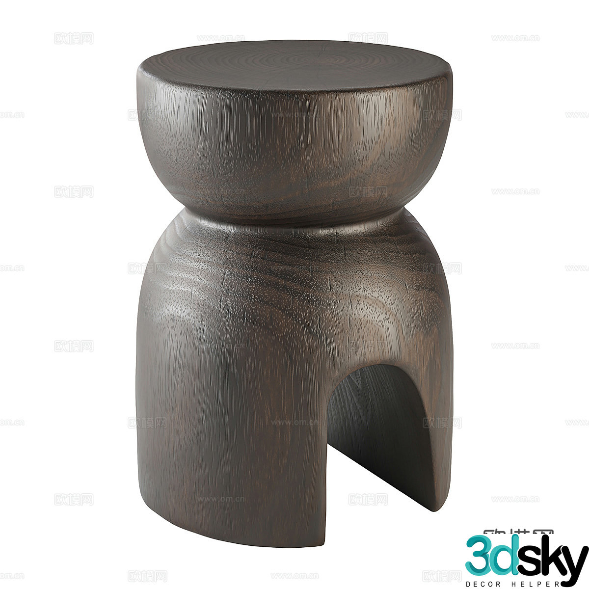 New Chinese style solid wood edge table round table 3D model