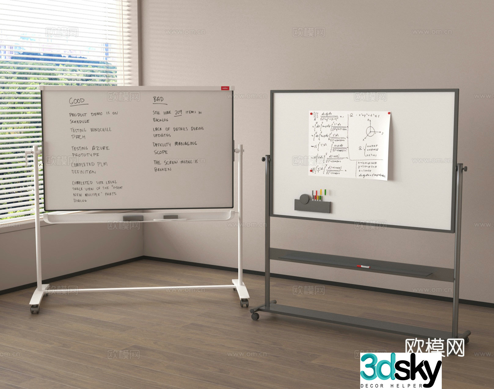 Office whiteboard mobile whiteboard writing board 3d model