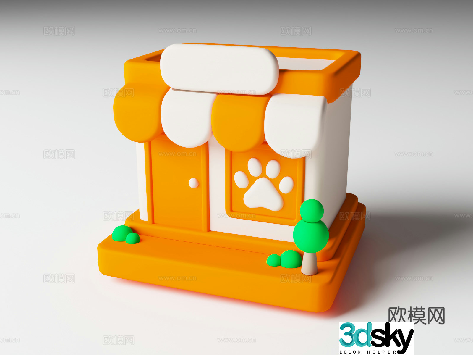 Cartoon style pet supplies pet series pet shop cage Q version pet chain dog 3d model