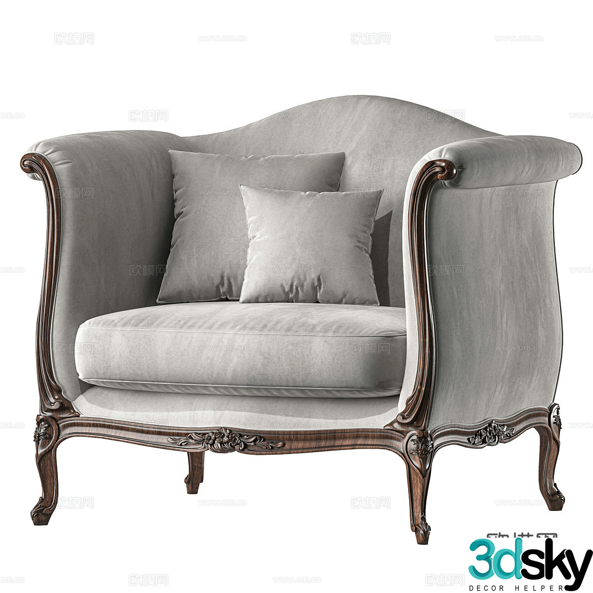 French Serpertine armchair 3d model