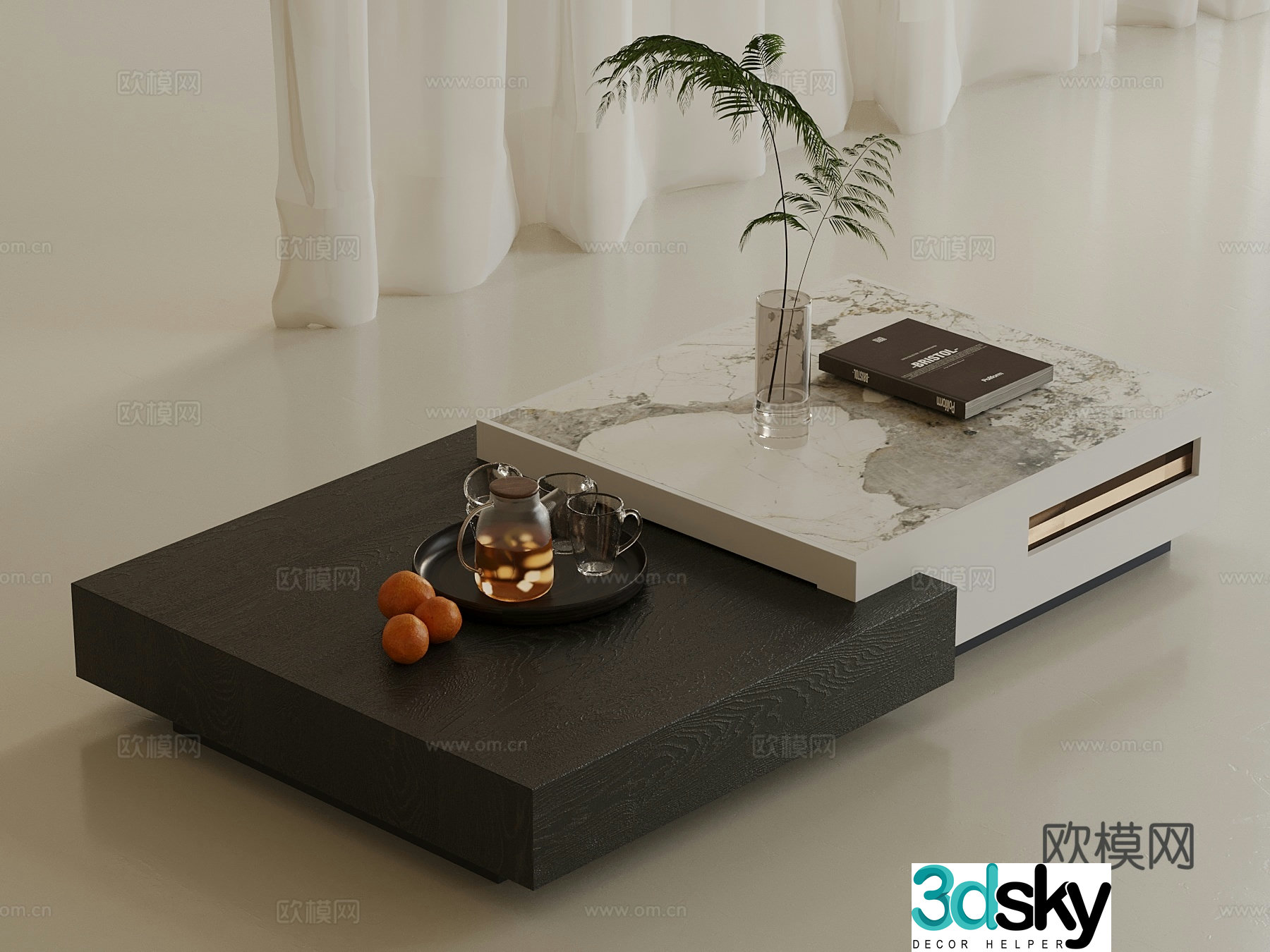 Modern minimalist Italian coffee table 3D model