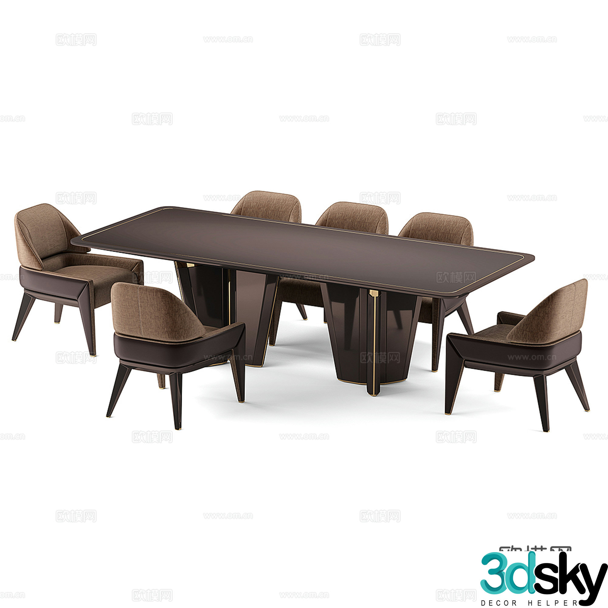 Modern dining table and chair 3d model