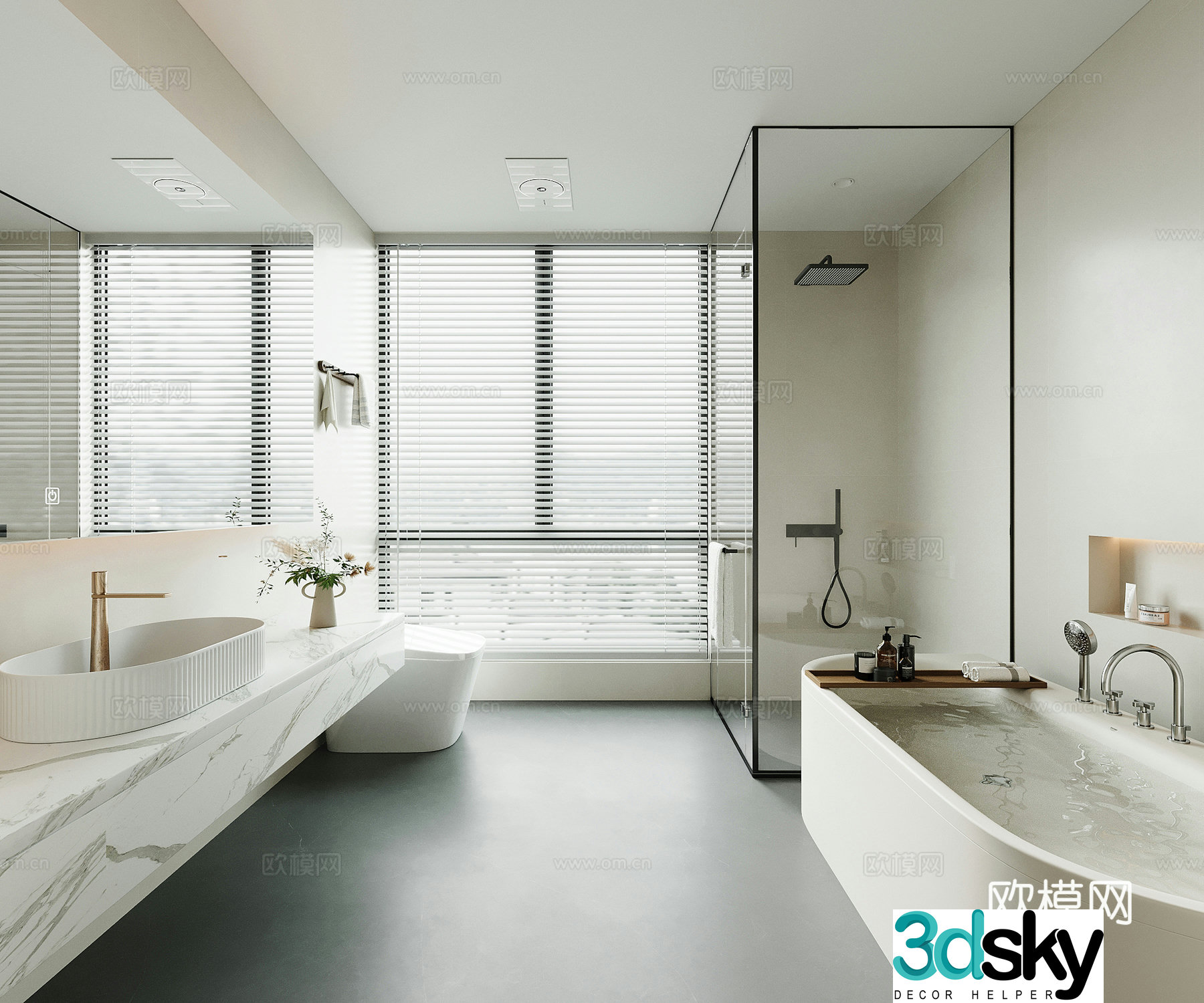 Modern retro bathroom bathtub 3d model