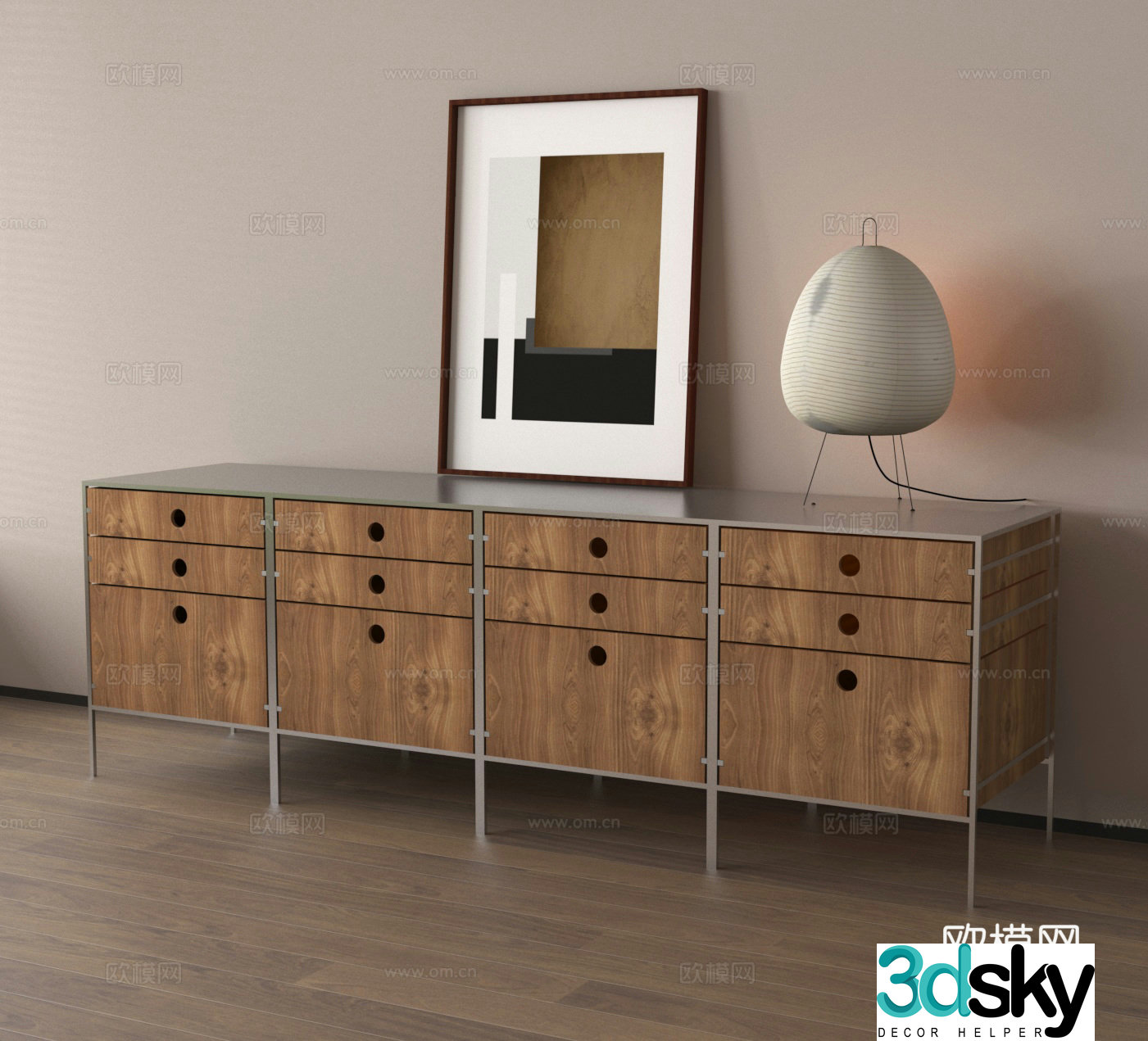 Side cabinet chest cabinet locker storage cabinet decorative drawing 3d model