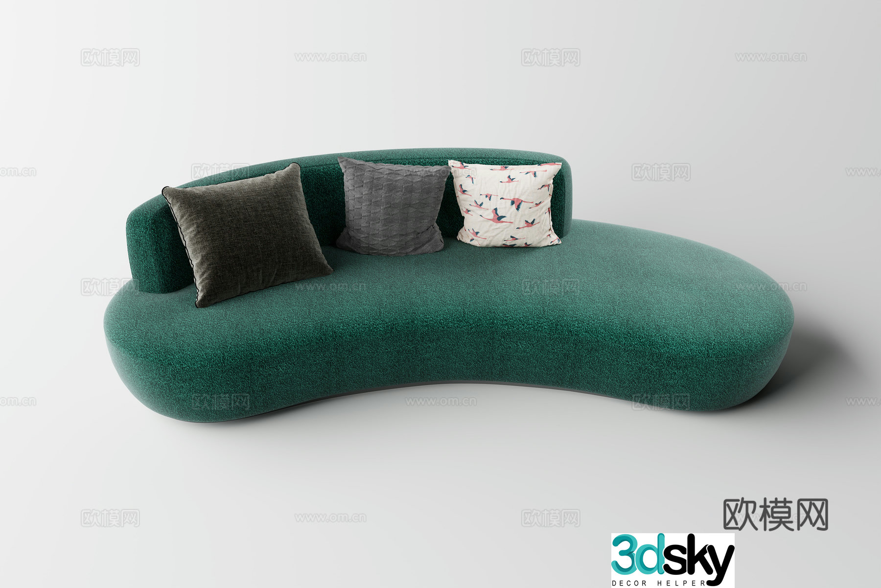 Modern minimalist curved sofa 3d model