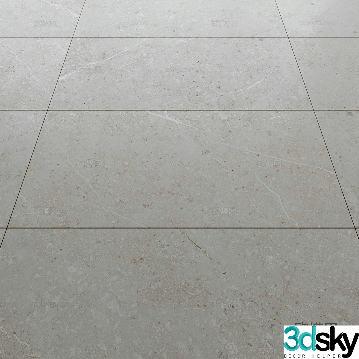 New Chinese style volcanic white ceramic tiles 3D model