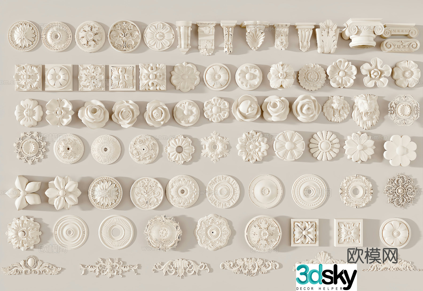 French carving French lamp plate 3D model