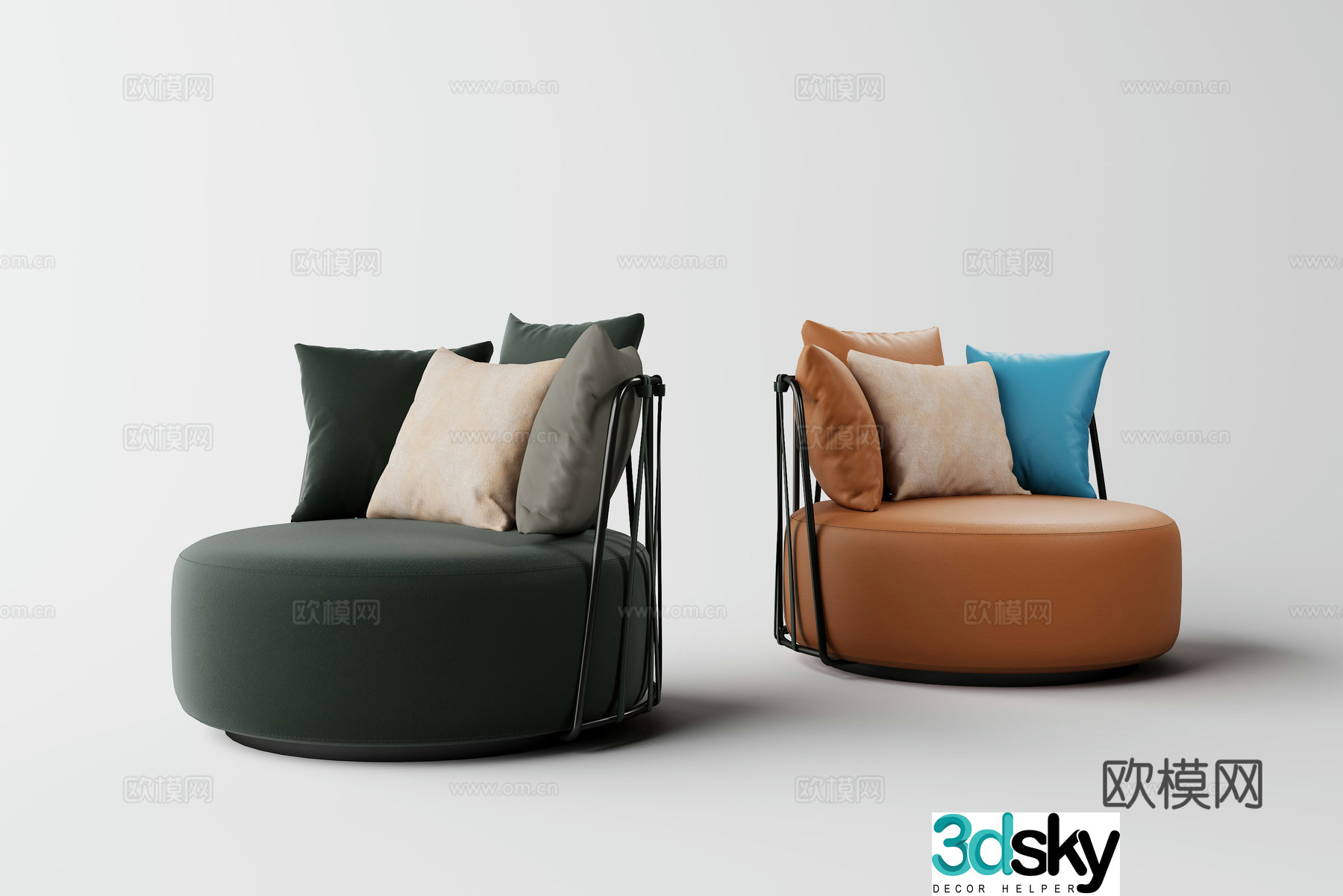 Modern light luxury single sofa 3D model