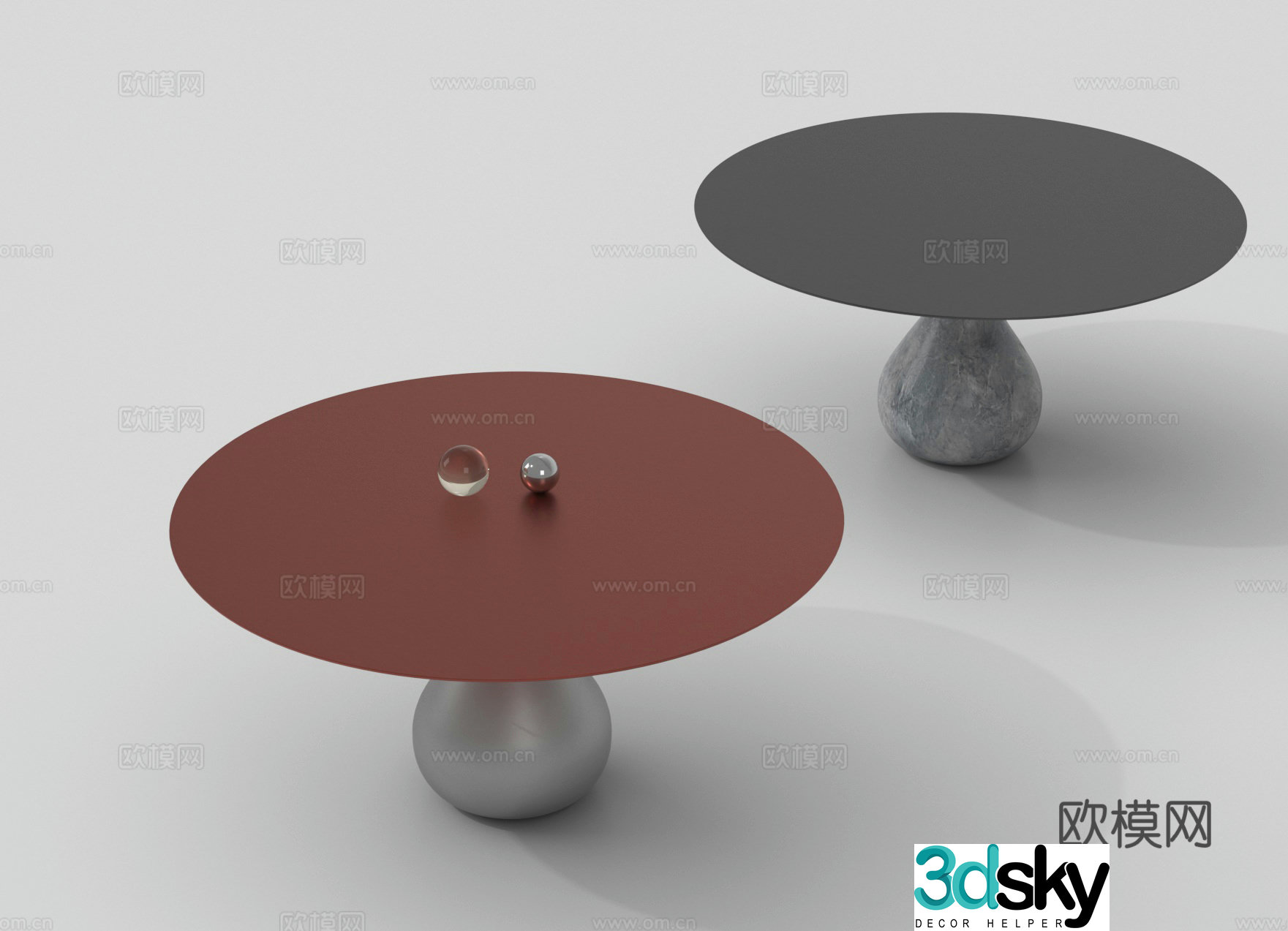 Round table dining table coffee table 3d model