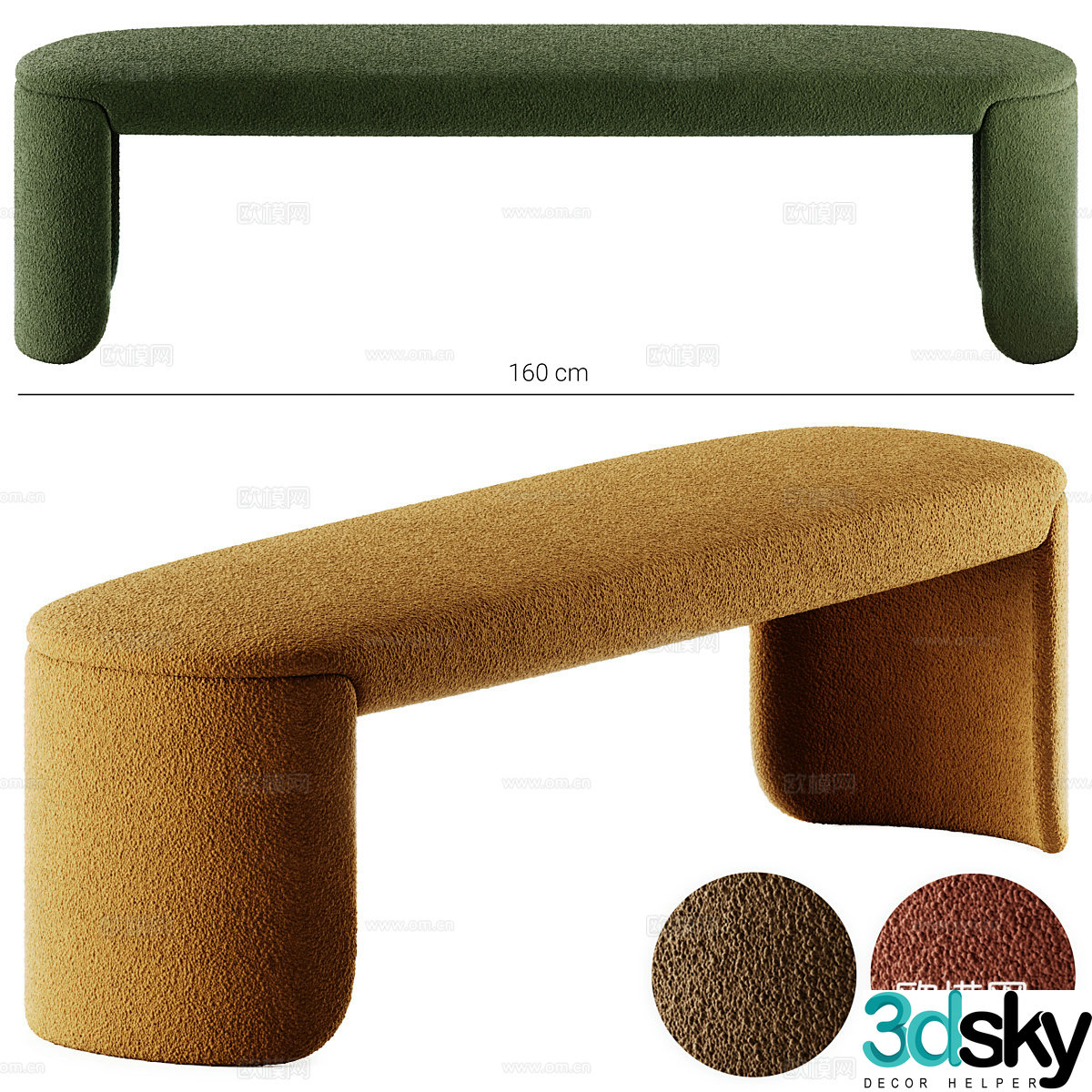 New Chinese Bross Petal Cloth Bench 3D Model