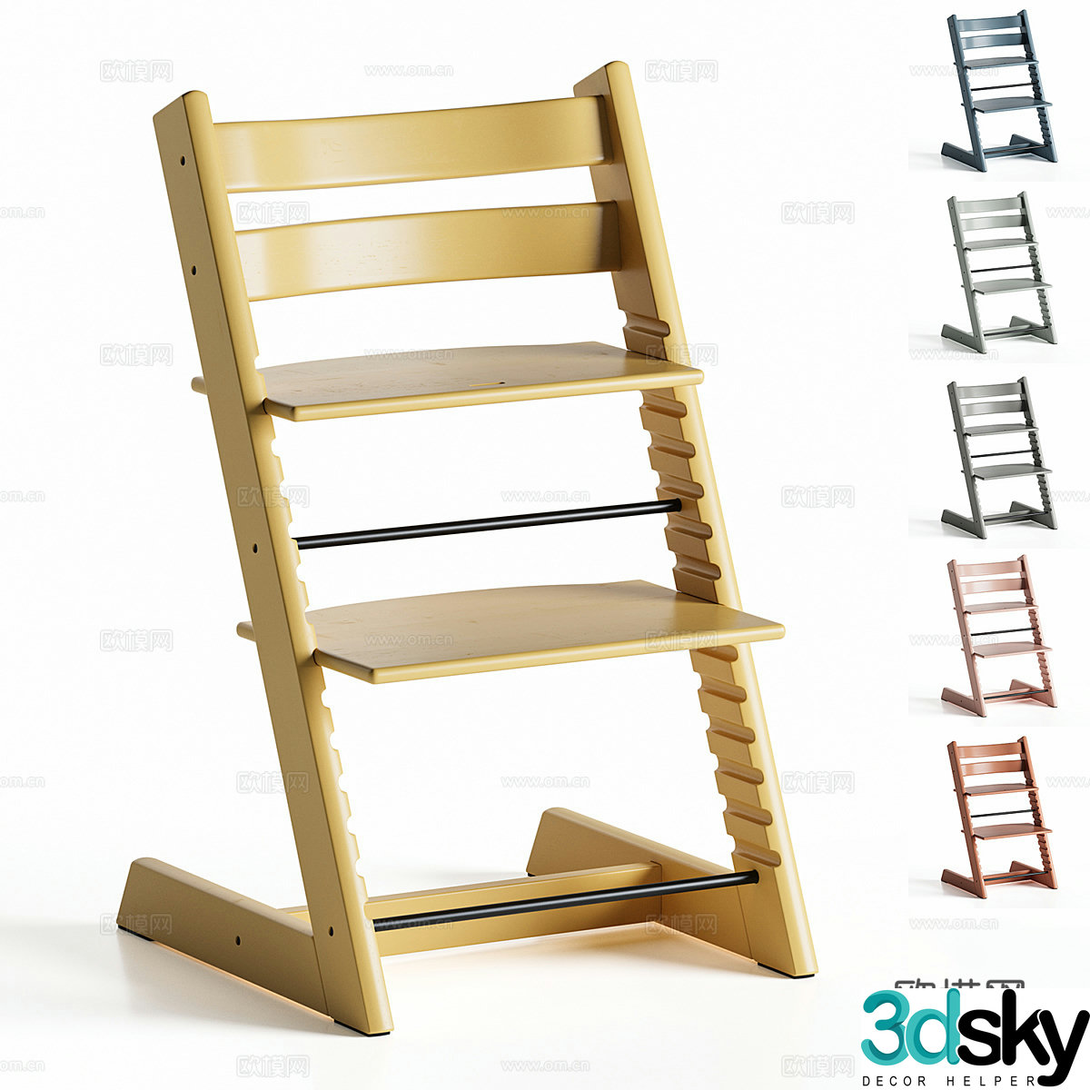 New Chinese children’s bench 3D model