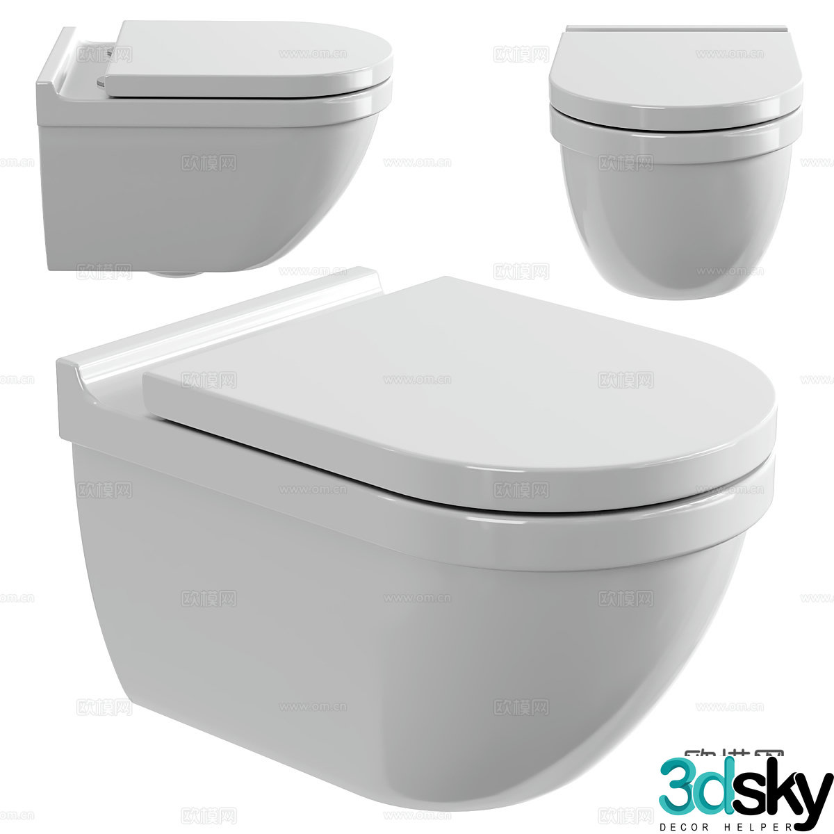 Modern wall-mounted toilet 3d model