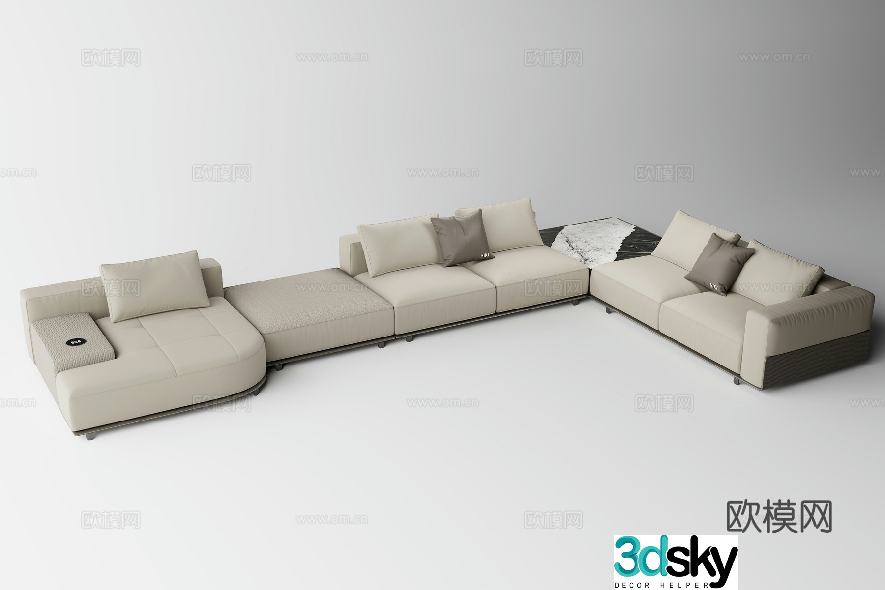 Modern light luxury L-shaped corner sofa 3D model