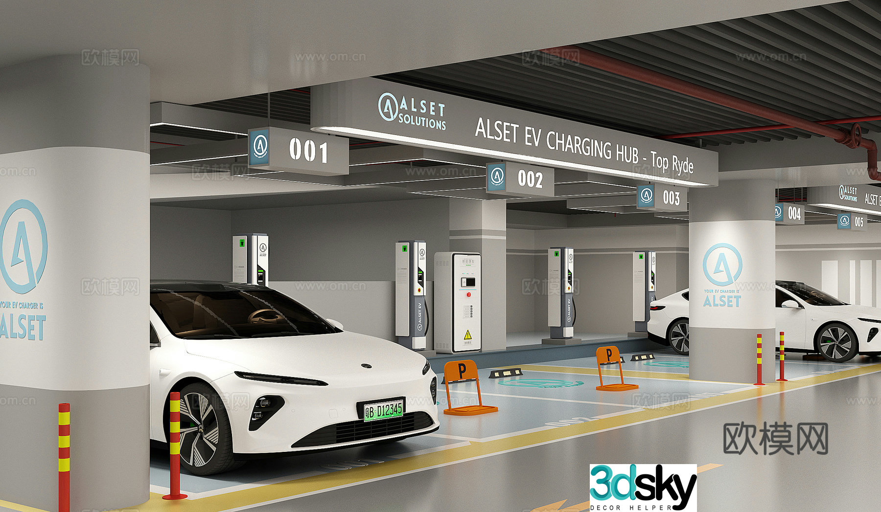 Charging pile parking lot 3D model