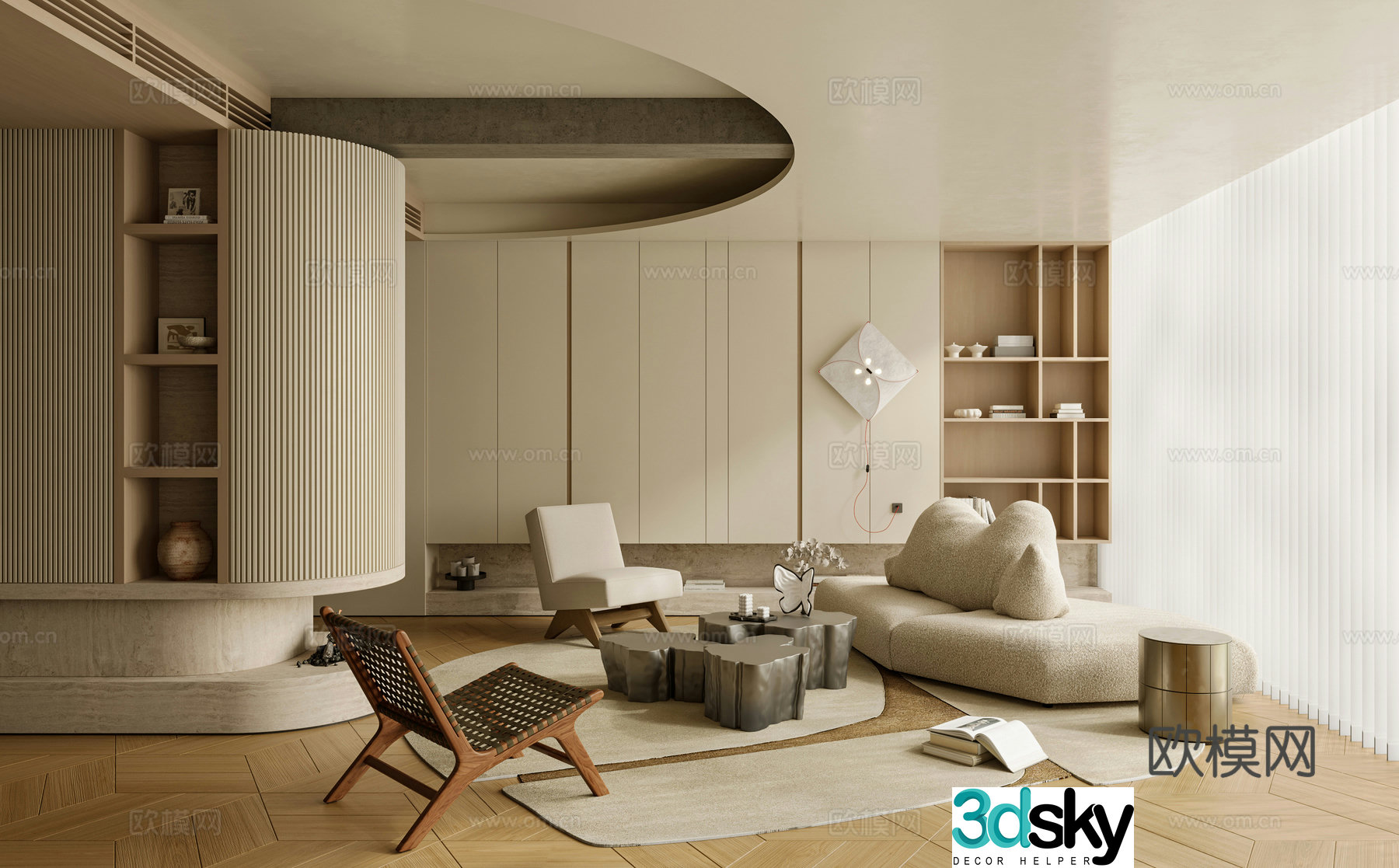 Middle-aged living room 3d model