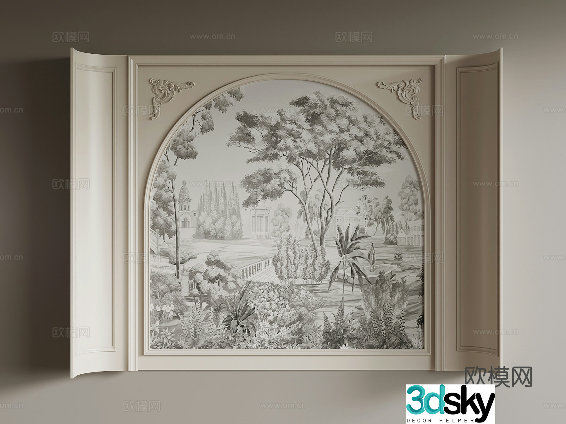 French background wall 3d model