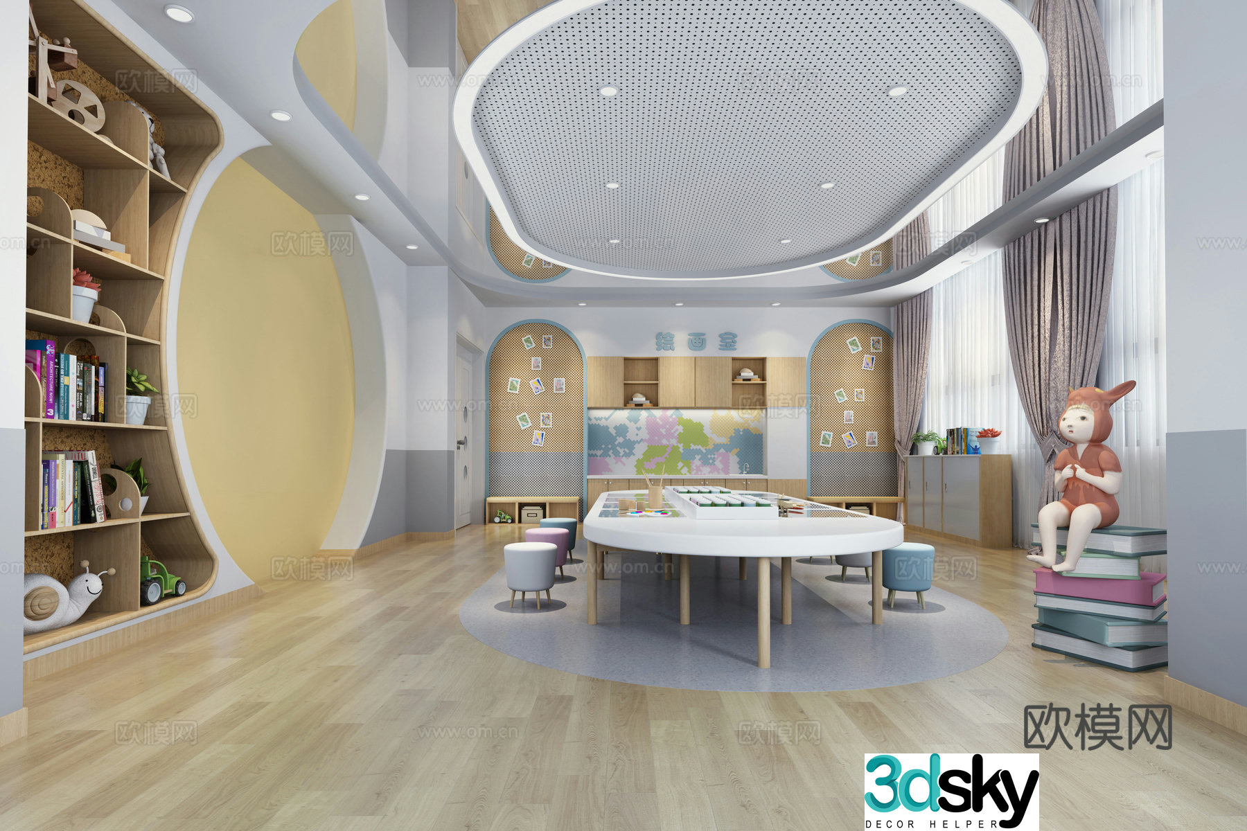 Kindergarten painting classroom art classroom 3d model