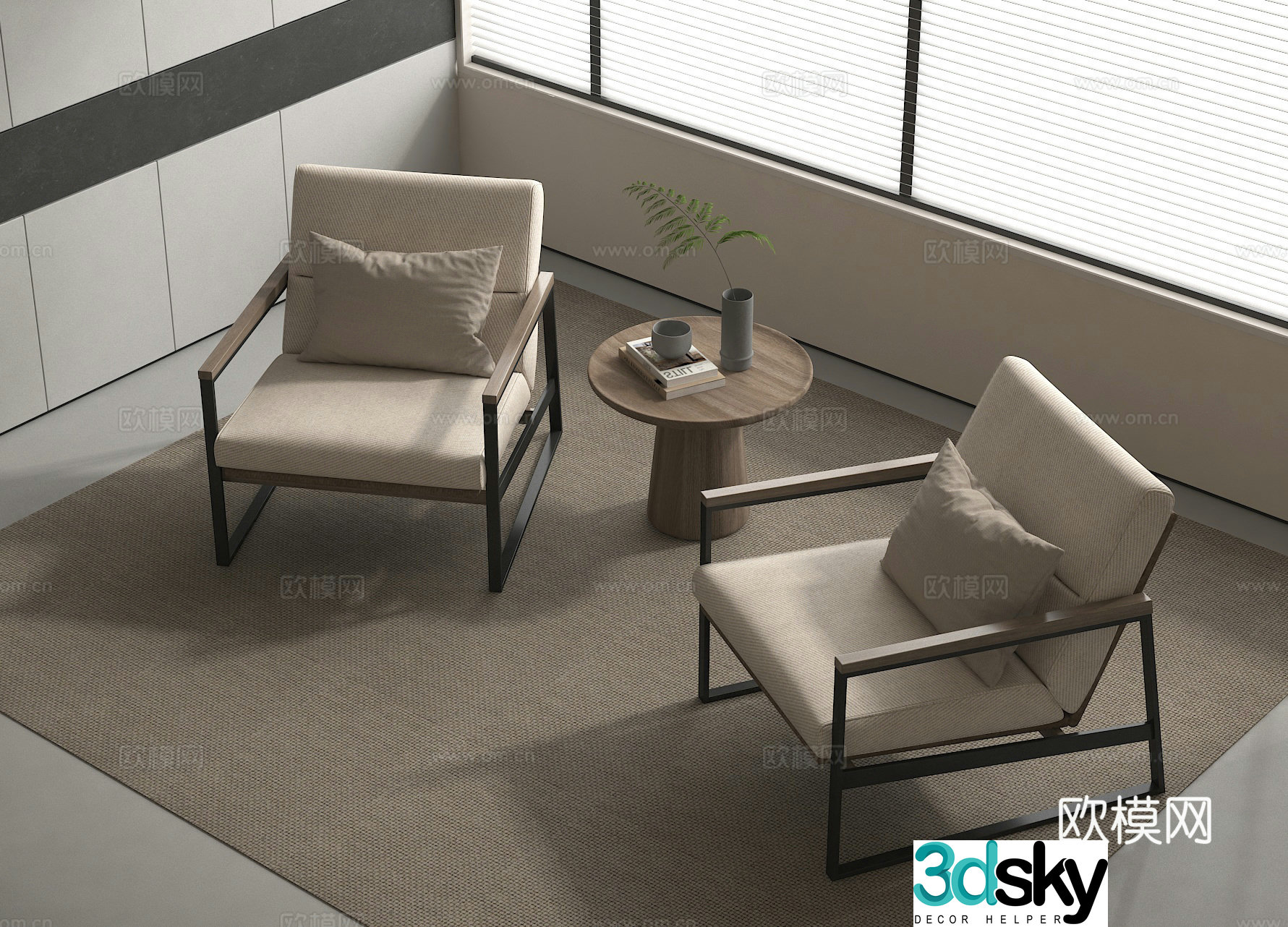 Casual table and chairs Sofa chair 3d model