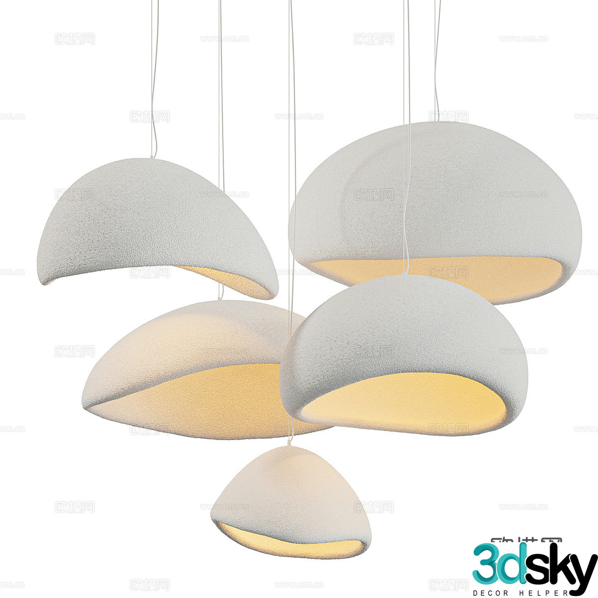 New Chinese style Wasabi pottery decorative chandelier 3D model