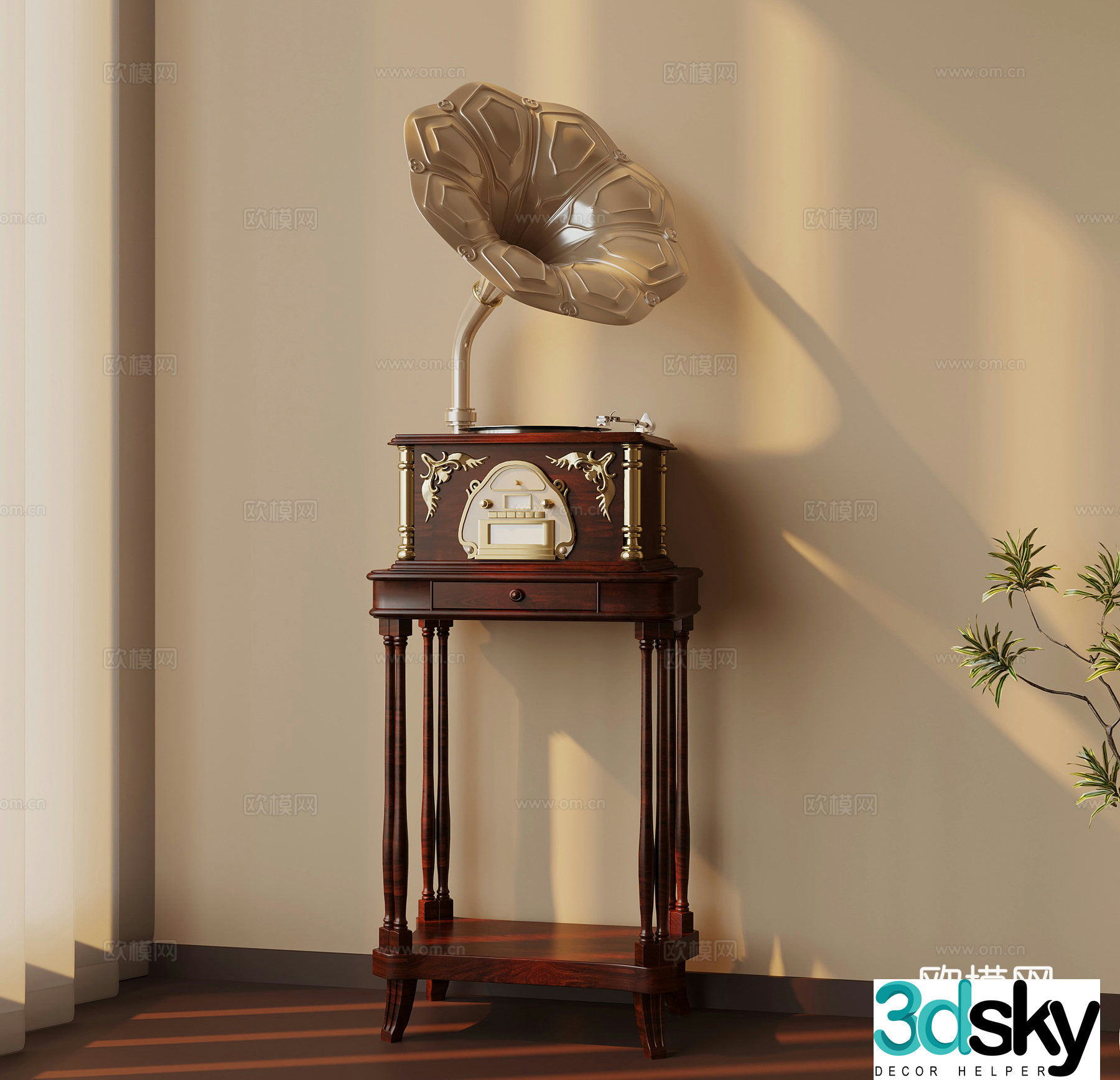 Modern medieval style phonograph 3D model