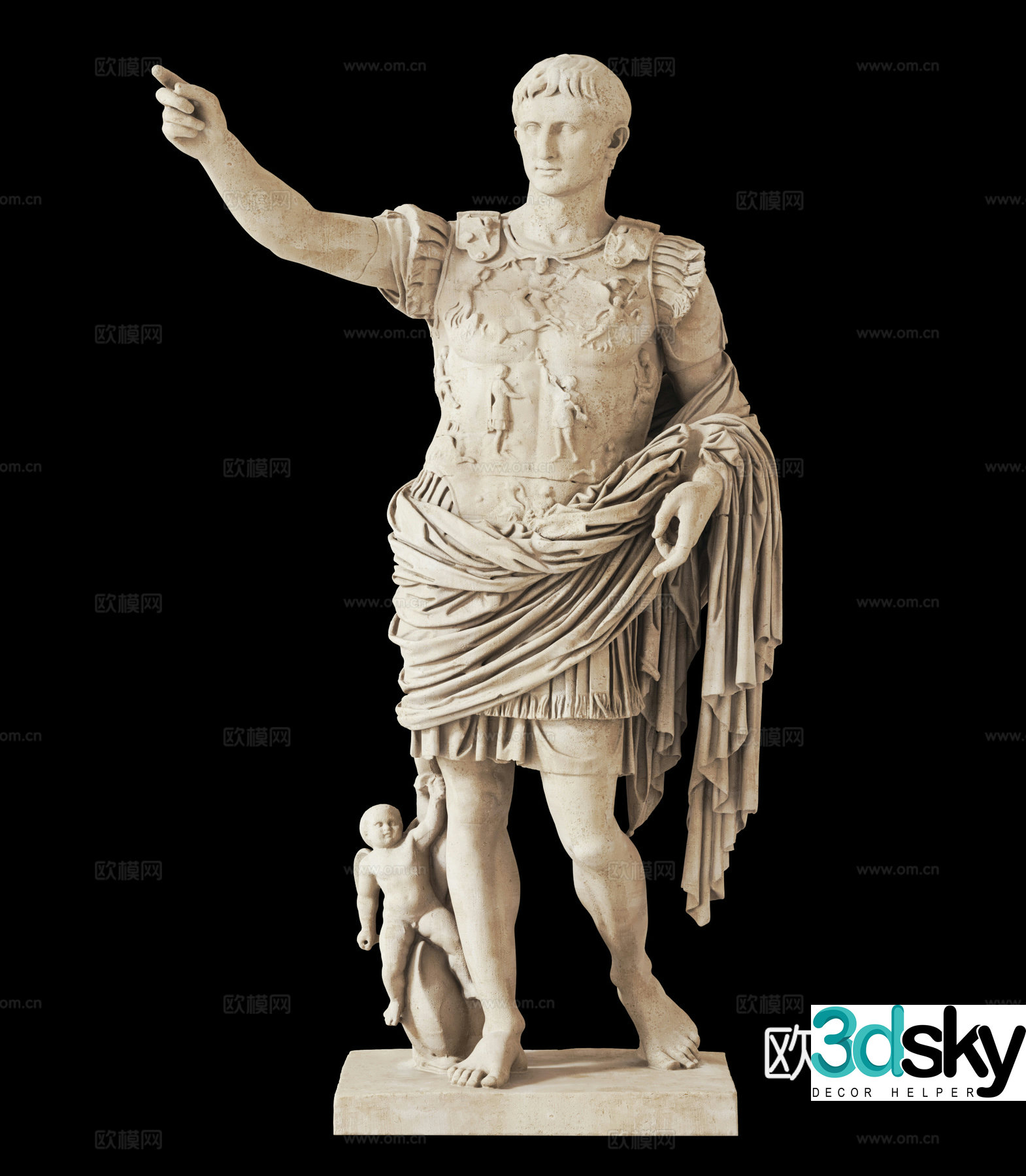 European sculpture Mythical figure sculpture Augustus Statua plaster sculpture 3d model