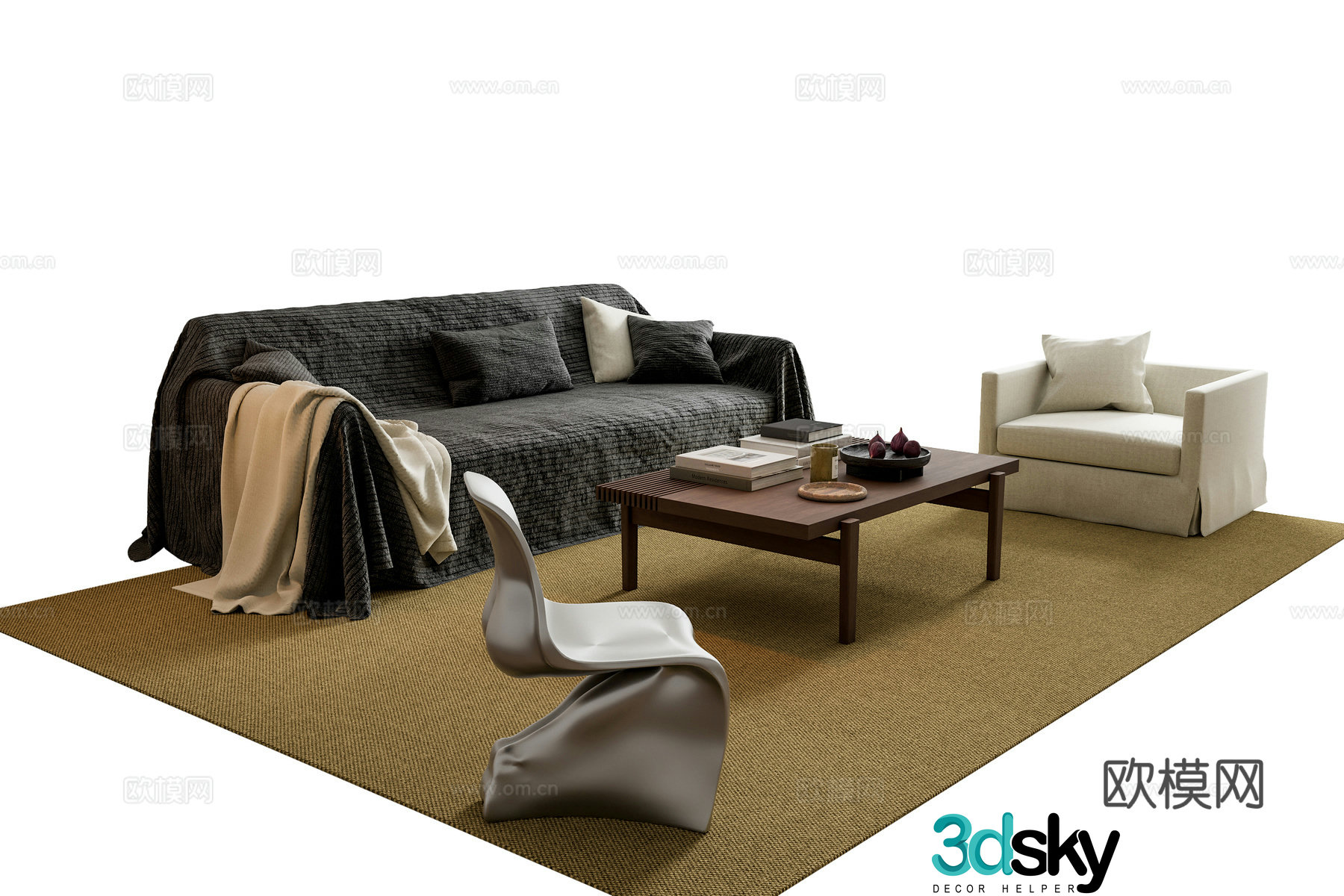 Modern Italian sofa coffee table 3d model