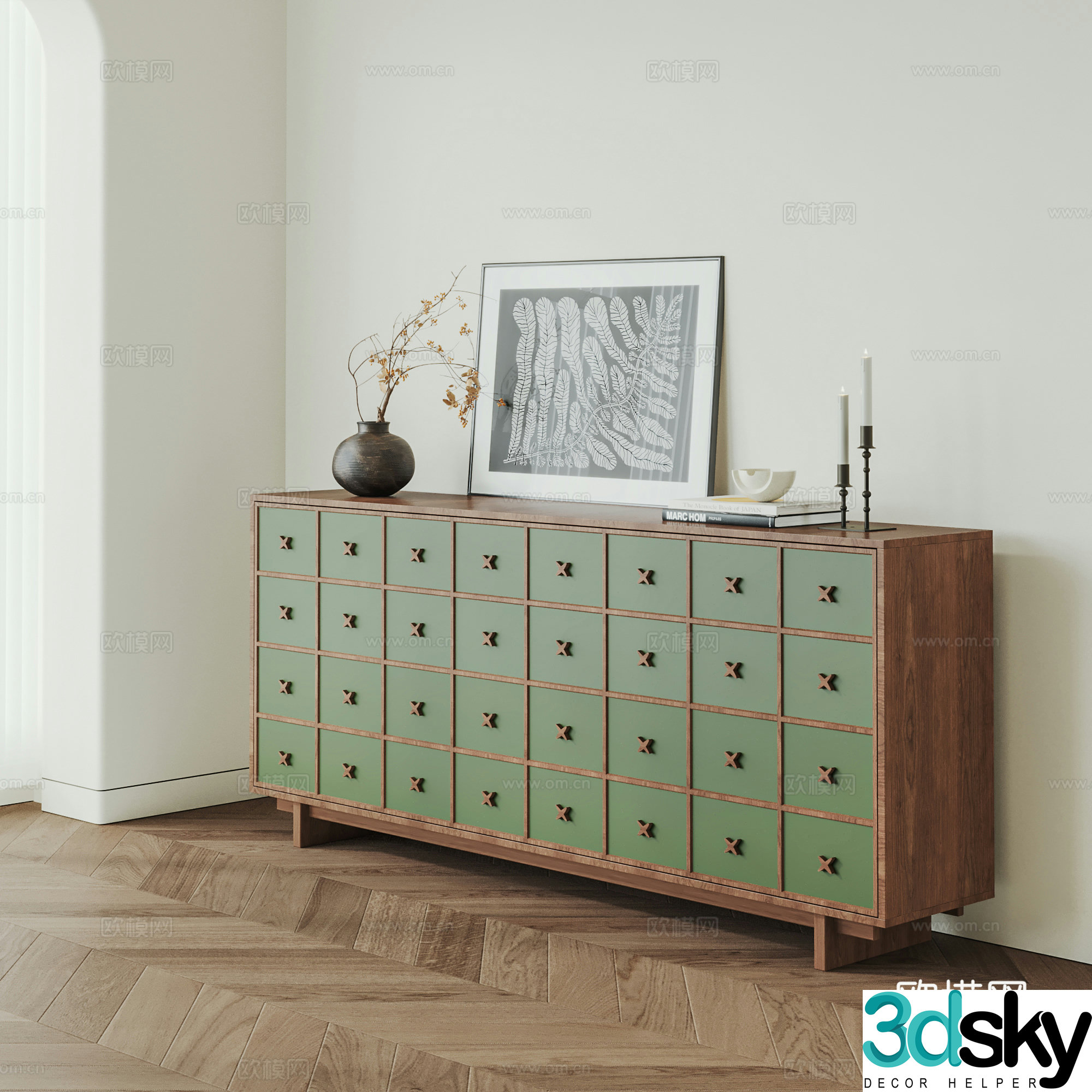 Middle-aged style porch cabinet side cabinet side cabinet entrance door cabinet ornament solid wood porch cabinet side cabinet 3D model