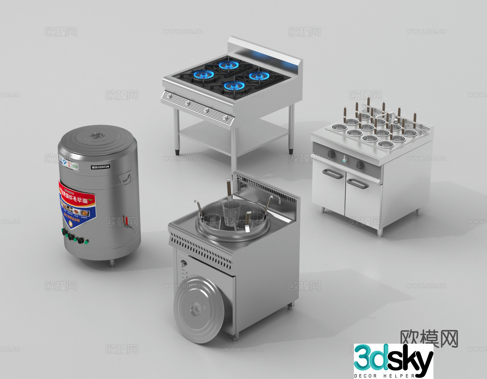 Kitchen stove hoisting oven central kitchen equipment 3D model