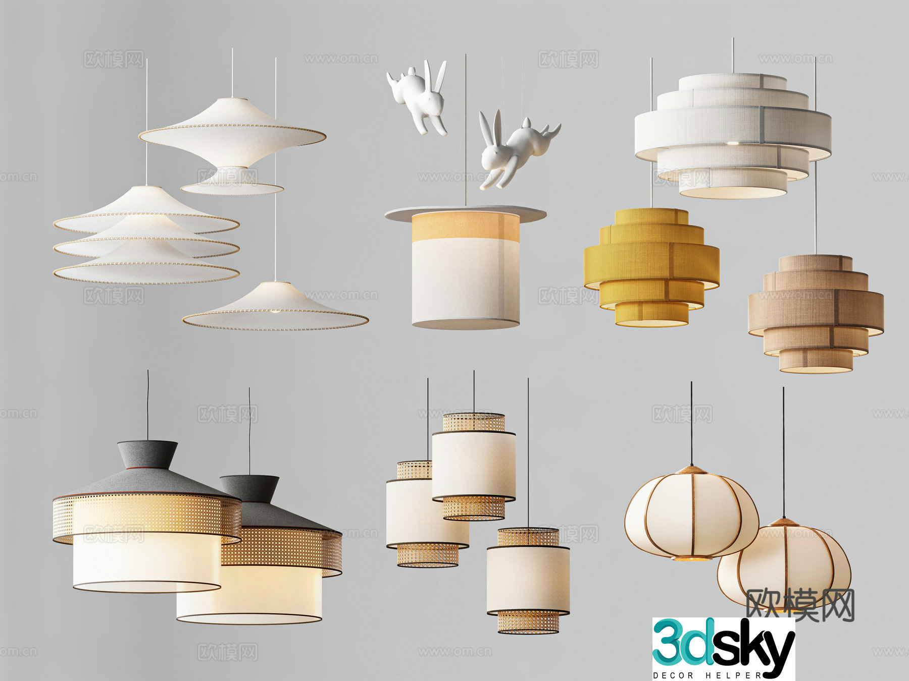 Modern Chandelier Wasabi Chandelier 3D Model