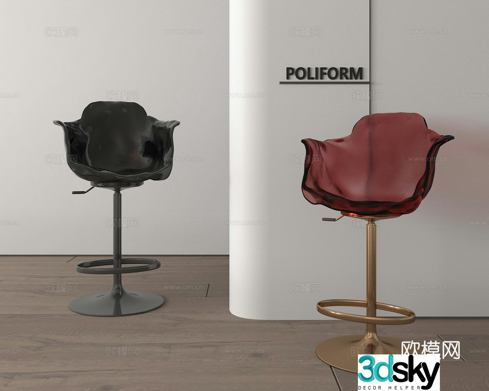 Bar chair high chair 3d model