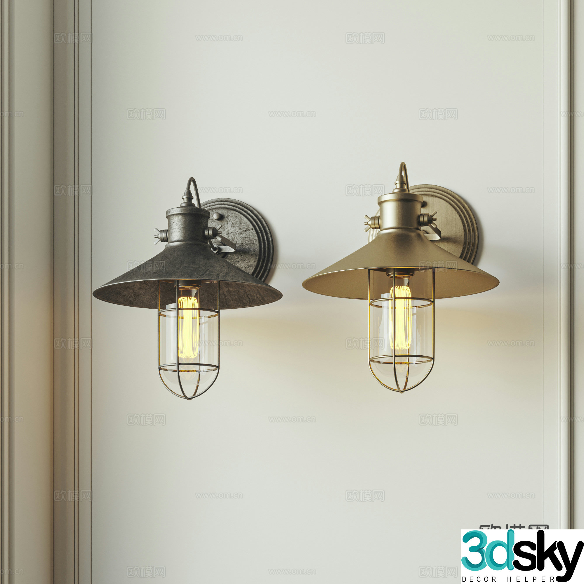 Industrial wind wall lamp 3d model