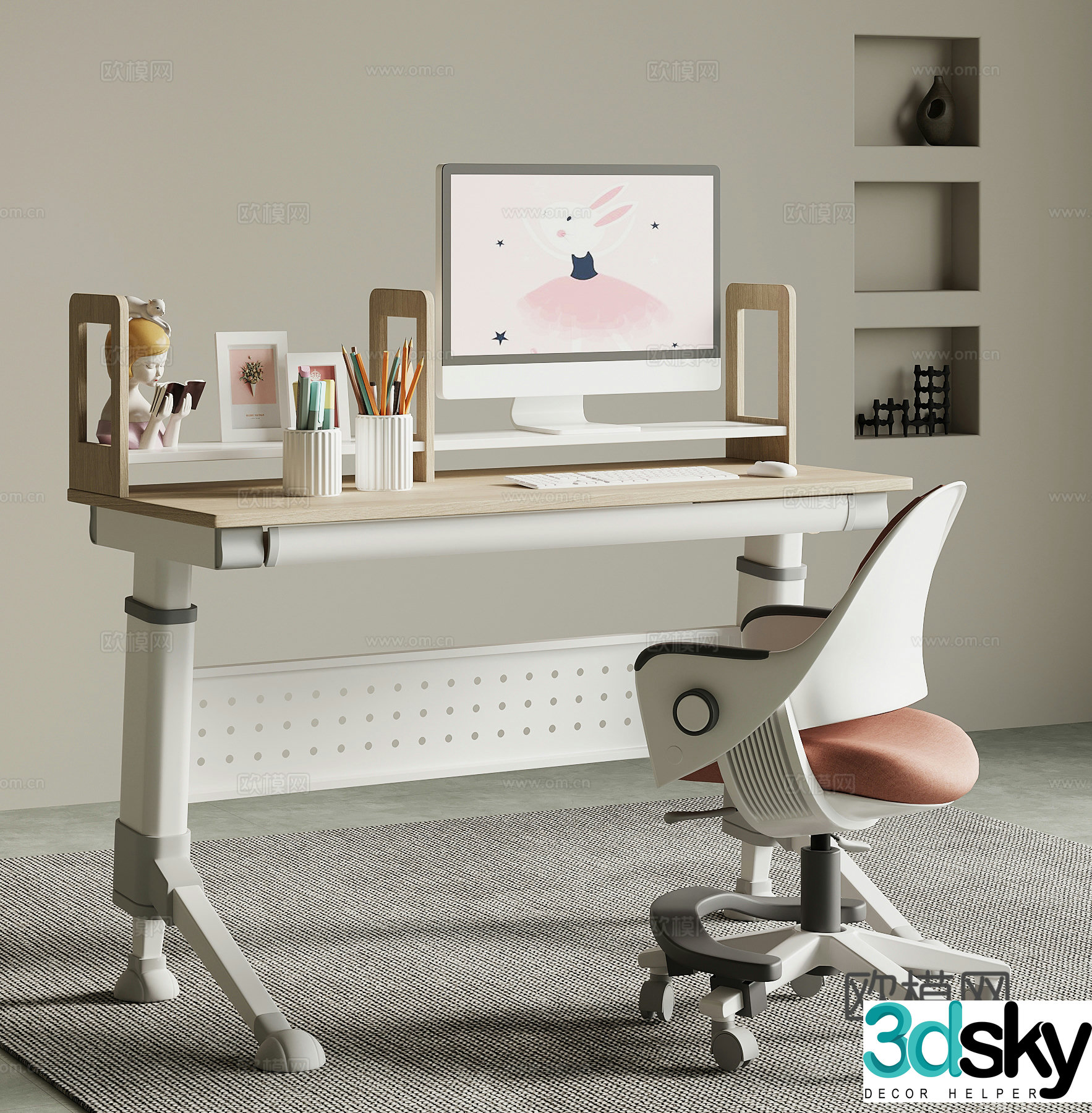 Children’s modern desk study desk 3d model