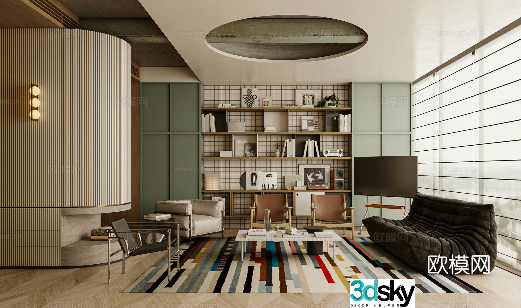 Middle-aged living room 3d model