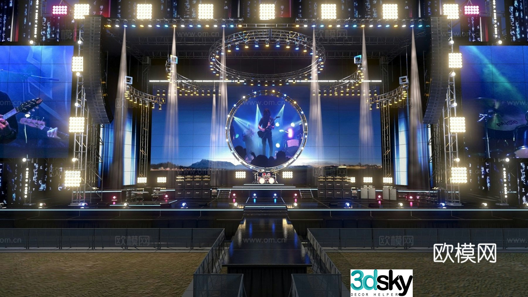 Large stage stage design event stage concert outdoor roadshow stage lighting sound of the 3D model