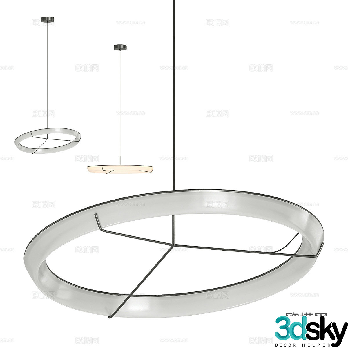 Modern light luxury Bazart circular decorative chandelier 3d model