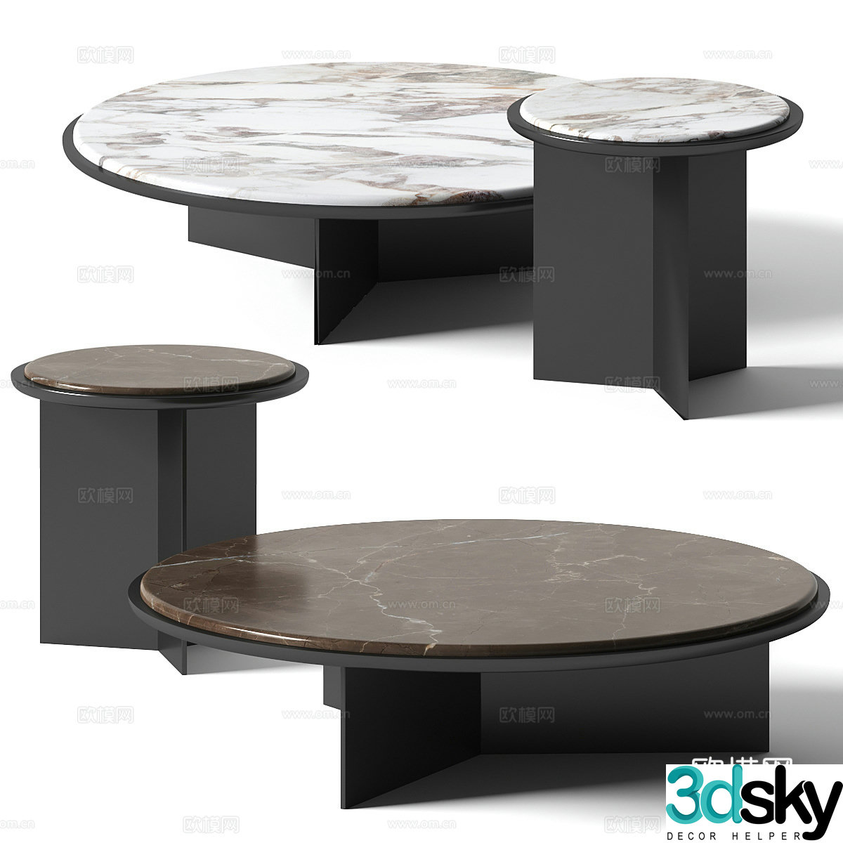 Modern Italian minimalist marble coffee table 3D model