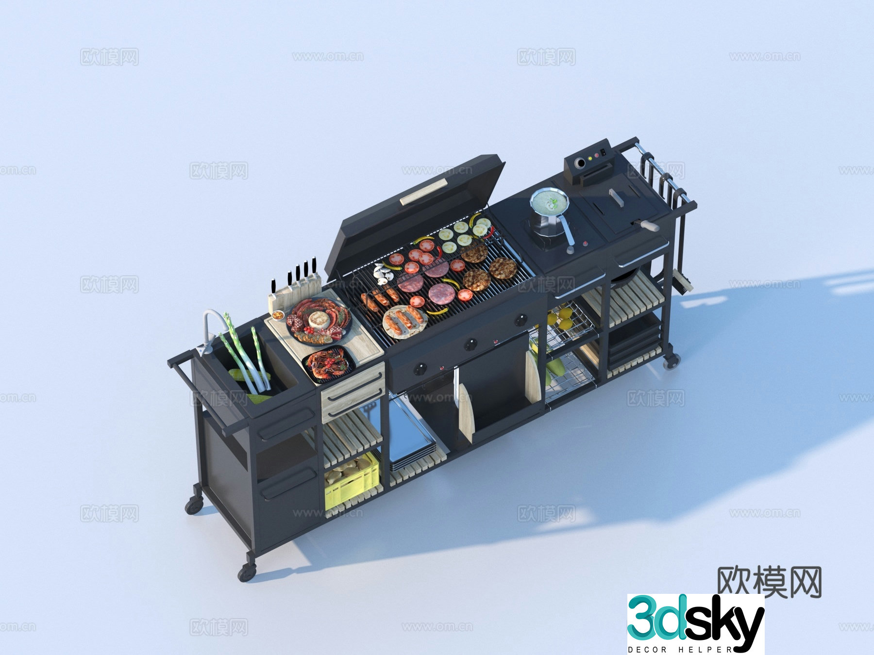 Barbecue grill barbecue table barbecue grill 3d model