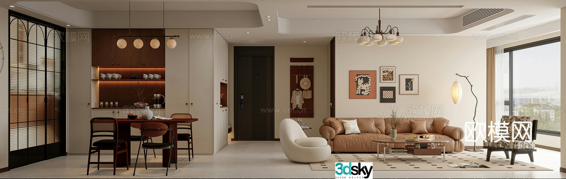 3D model of medieval style living room restaurant