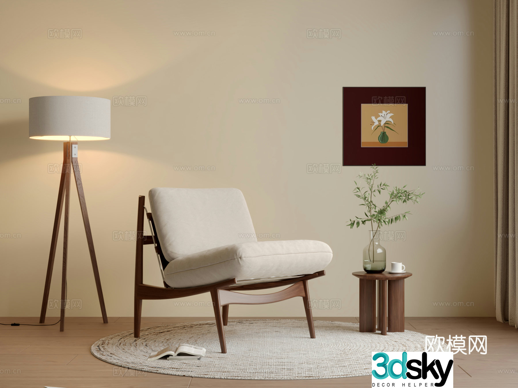 Medium style leisure chair 3d model