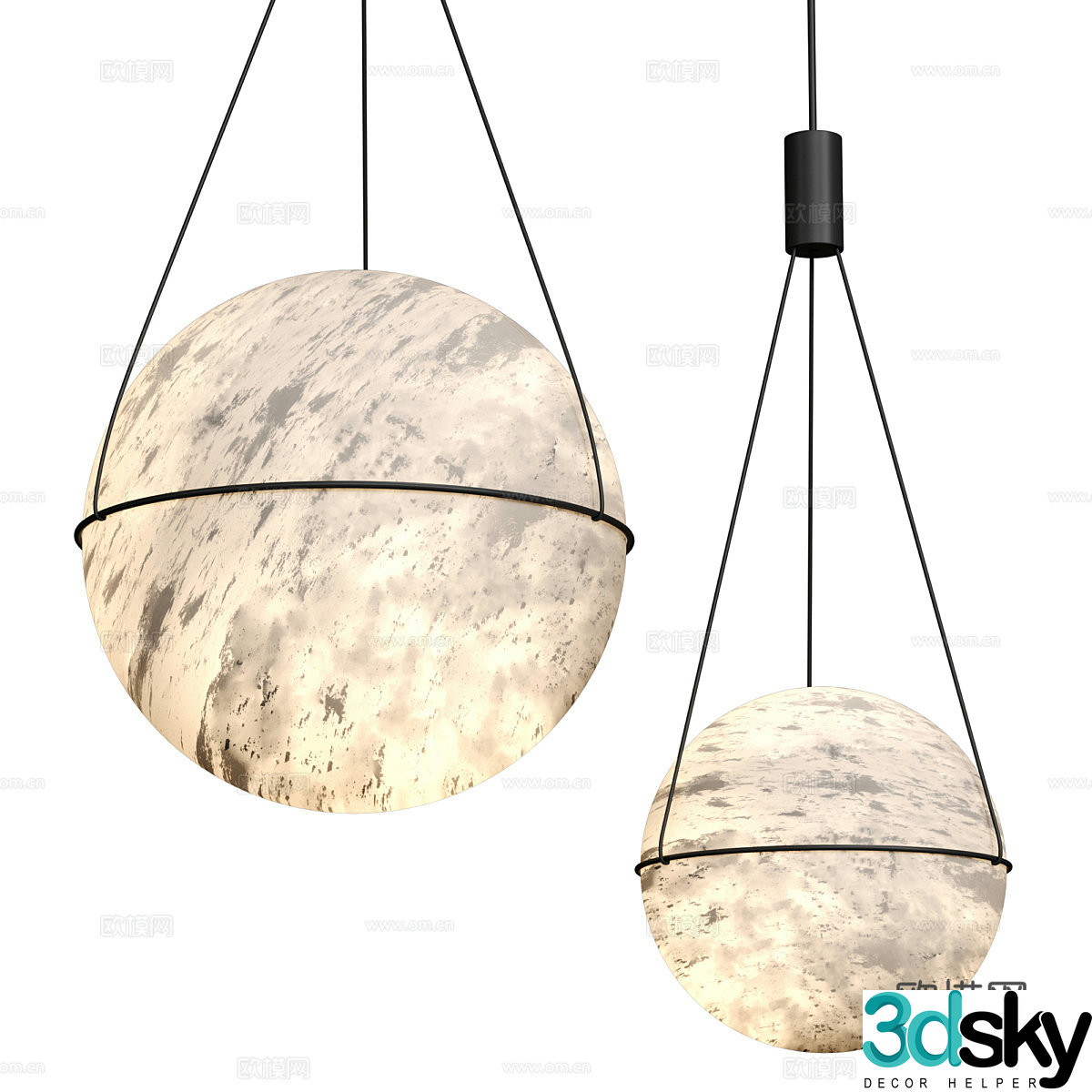 New Chinese Moon Decorative Chandelier 3D Model