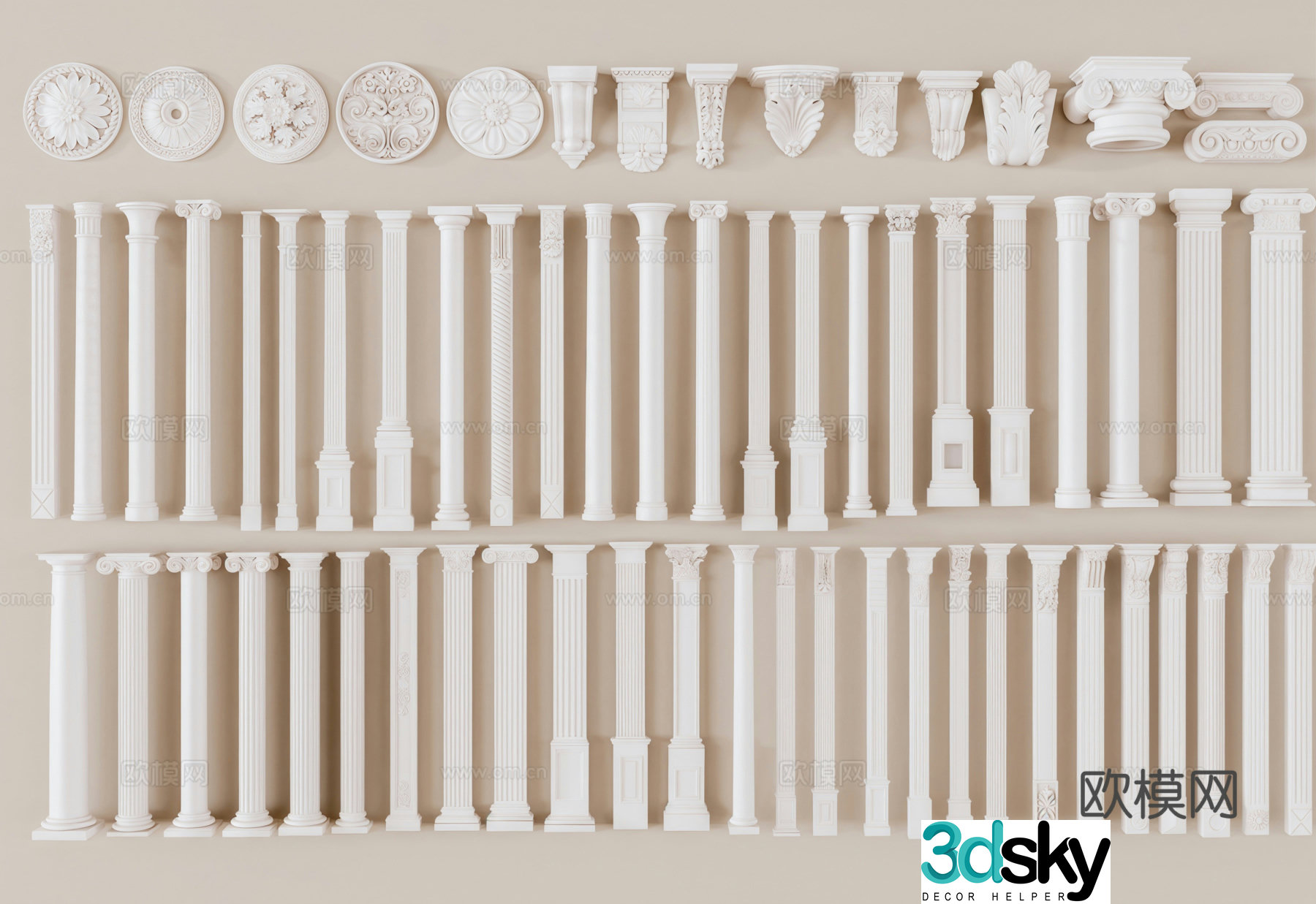 French European Roman column 3D model